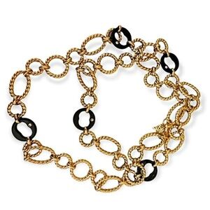 Clarion Pell Grace Kelly 36” Link Gold Plated Link Swaroski Crystals Necklace